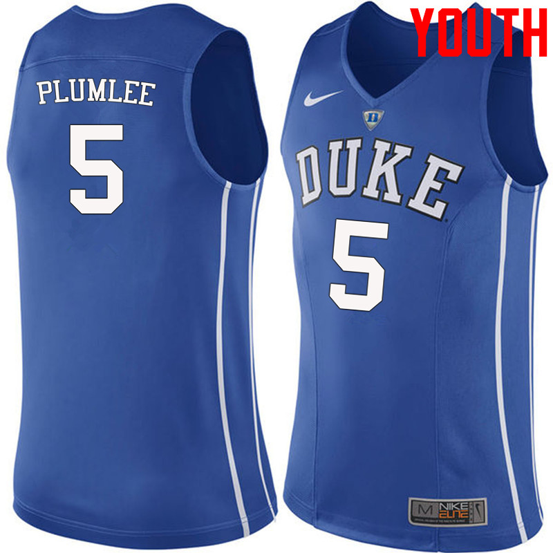 Youth #5 Mason Plumlee Duke Blue Devils College Basketball Jerseys-Blue - Click Image to Close